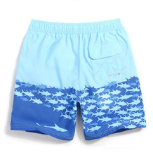 Men's Blue Shark Print Beach Board Shorts