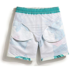 Men's White Green Beach Board Shorts