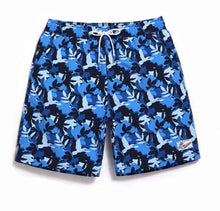 Men's Blue Black Birds Print Beach Board Shorts