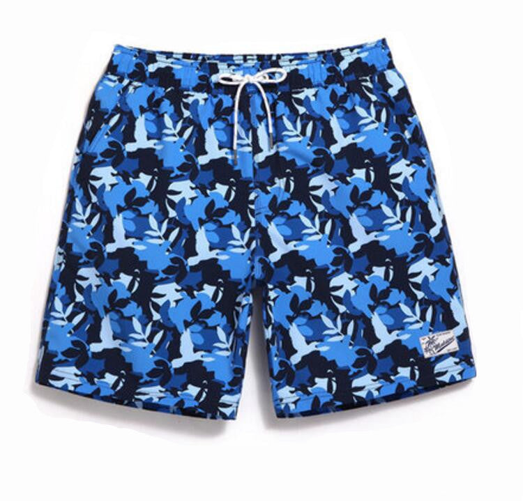 Men's Blue Black Birds Print Beach Board Shorts