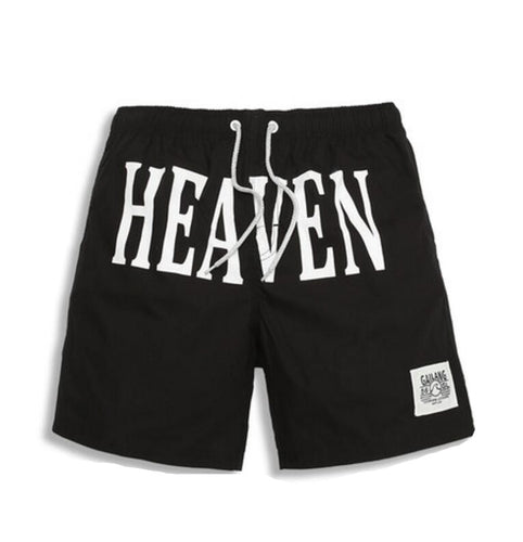 Men's Black HEAVEN Print Beach Board Shorts
