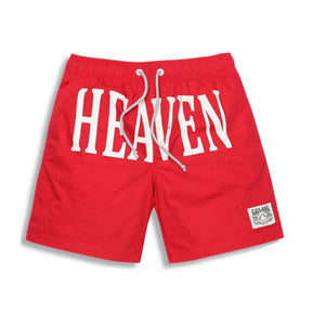 Men's Red HEAVEN Print Beach Board Shorts