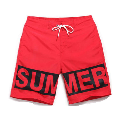 Men's Red Summer Print Beach Board Shorts