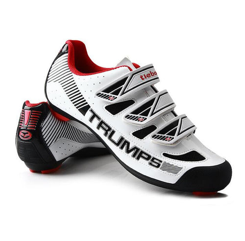 Breathable White Road Bike Racing Shoes