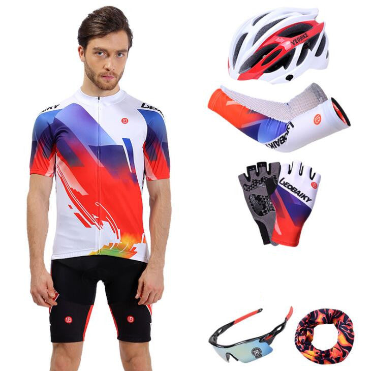 White Red Short Sleeve Cycling Full Set