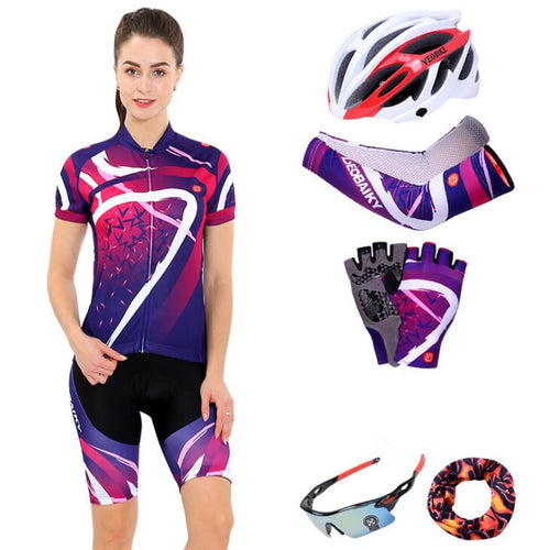 Navy Half Love Short Sleeve Cycling Full Set