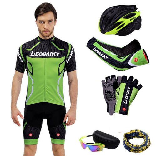 Green Black Short Sleeve Cycling Full Set