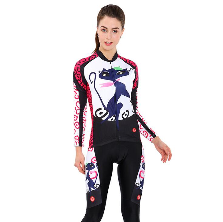 White Cat Long Sleeve Cycling Jersey Set