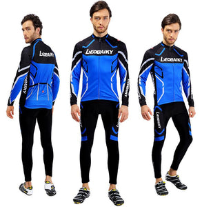 Blue Black Long Sleeve Cycling Jersey Set