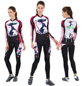 White Cat Long Sleeve Cycling Jersey Set