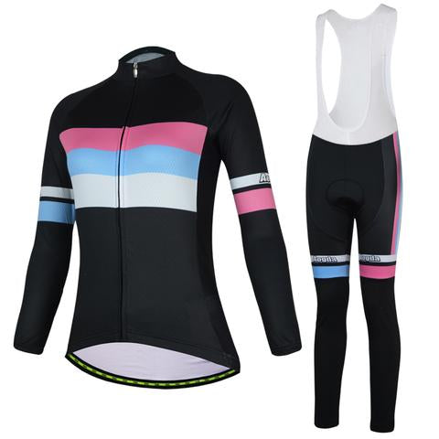 Simple Stripe Long Sleeve Cycling Jersey Set