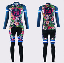 Tropical Flowers Long Sleeve Cycling Jersey Set + Gloves - enjoy-outdoor-sport